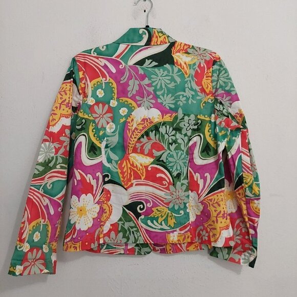 Coldwater Creek Blazer Button Front Jacket Size M Floral Colorful Artsy Retro - Picture 6 of 11
